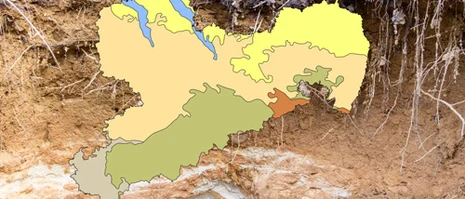 Sachsen-Karte vor Bodenquerschnitt