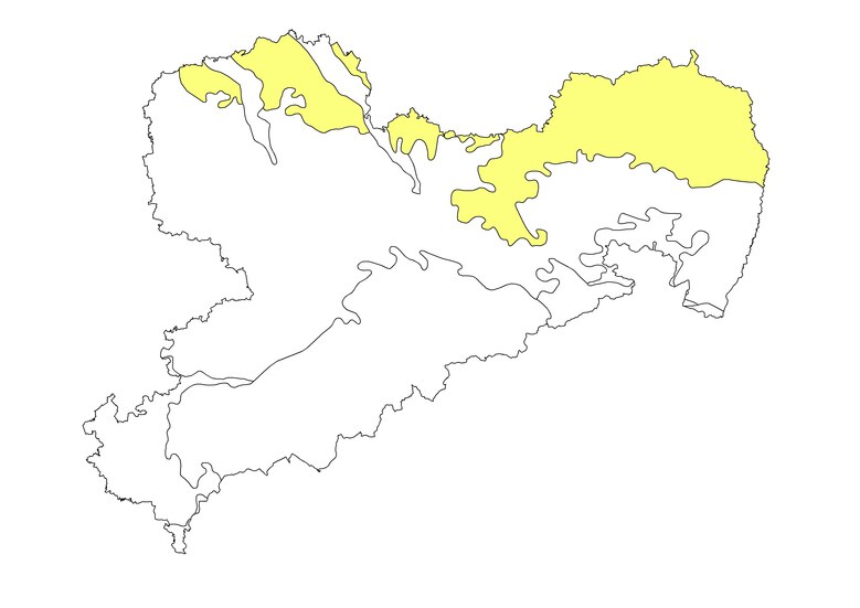 Karte: Bodenregion der Altmoränenlandschaften in Sachsen