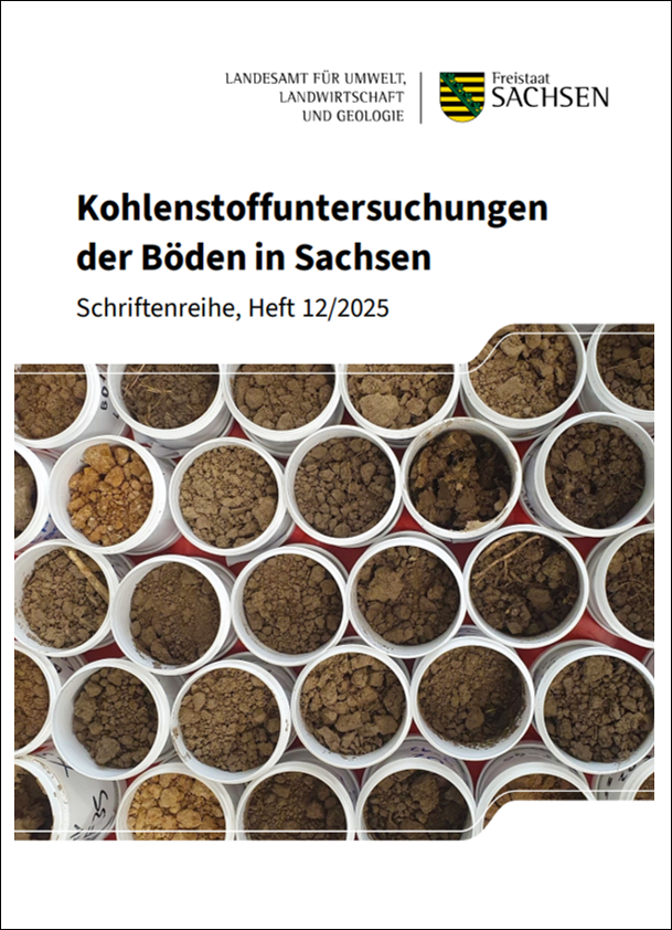 Das Bild zeigt ein Deckblatt zu Kohlenstoffuntersuchung in Sachsens Böden.