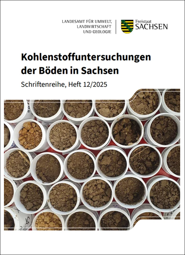 Das Bild zeigt ein Deckblatt zu Kohlenstoffuntersuchung in Sachsens Böden.