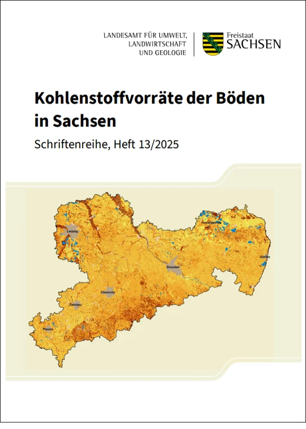 Das Bild zeigt ein Deckblatt zu Kohlenstoffvorräten in Sachsens Böden.