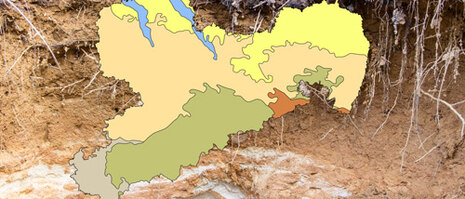 Sachsen-Karte vor Bodenquerschnitt