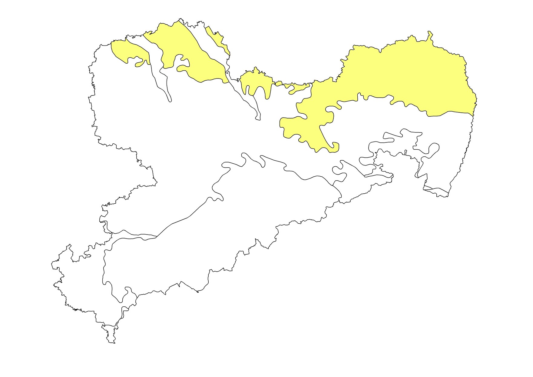 Karte: Bodenregion der Altmoränenlandschaften in Sachsen