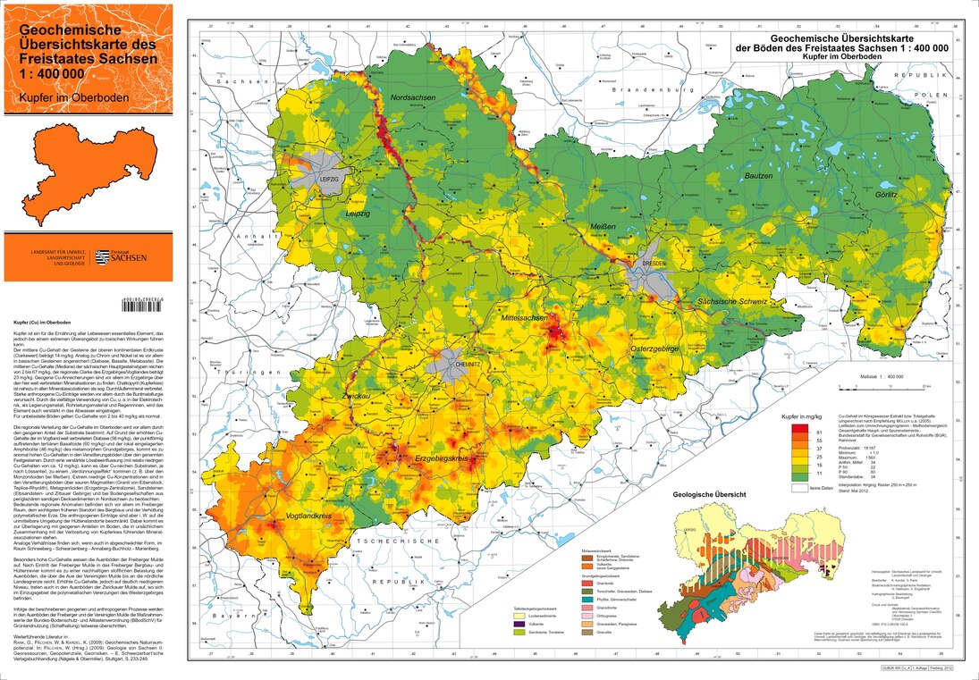 Geochemische Übersichtskarte Kupfer