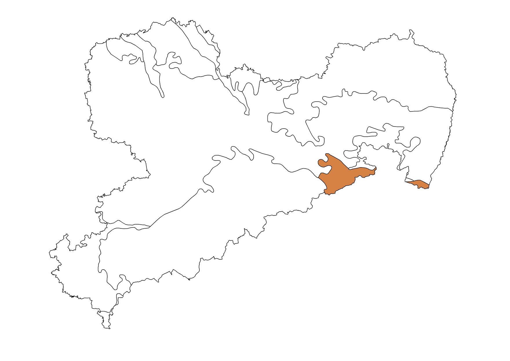 Das Bild zeigt die Sandsteinregionen im Freistaat Sachsen